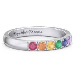 3 - 11 Gemstone Affinity Ring in 925 Sterling Silver with Ruby, Orange Sapphire, Citrine, Emerald, Blue Sapphire, and Amethyst