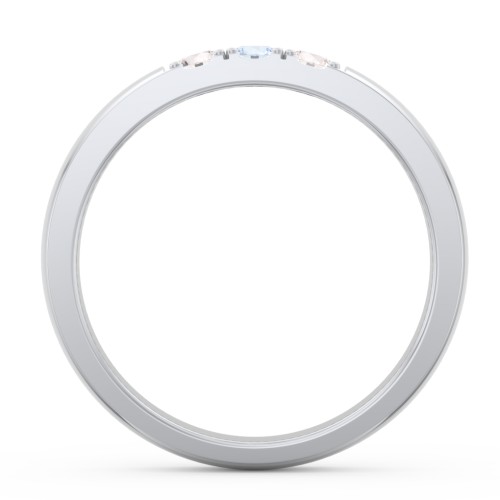 3 - 11 Gemstone Affinity Ring – Sterling Silver with Cubic Zirconia and Aquamarine