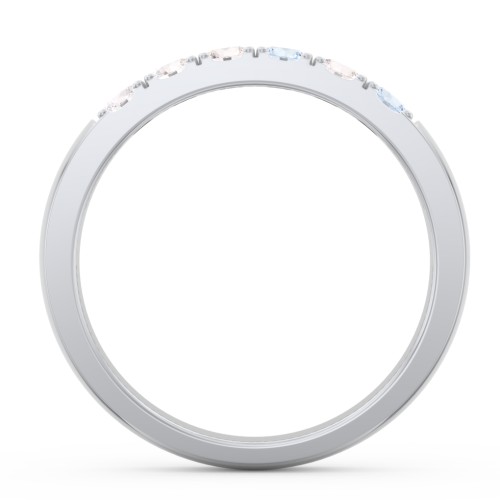 3 - 11 Gemstone Affinity Ring – Sterling Silver with Diamond, Cubic Zirconia, and Aquamarine