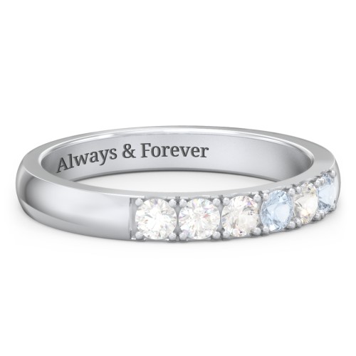 3 - 11 Gemstone Affinity Ring – Sterling Silver with Diamond, Cubic Zirconia, and Aquamarine