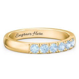 3 - 11 Gemstone Affinity Ring in 10K Solid Yellow Gold with Blue Topaz