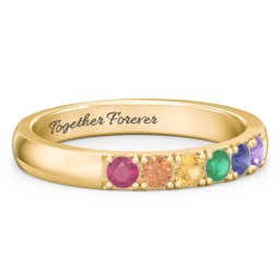3 - 11 Gemstone Affinity Ring in 10K Solid Yellow Gold with Ruby, Orange Sapphire, Citrine, Emerald, Blue Sapphire, and Amethyst