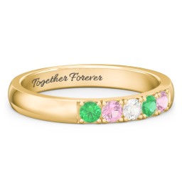 3 - 11 Gemstone Affinity Ring in 10K Solid Yellow Gold with Emerald, Pink Tourmaline, and Cubic Zirconia