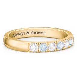 3 - 11 Gemstone Affinity Ring in 10K Solid Yellow Gold with Cubic Zirconia, Aquamarine, Pink Tourmaline, and Amethyst
