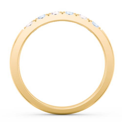 3 - 11 Gemstone Affinity Ring – 10K Yellow Gold with Cubic Zirconia and Aquamarine