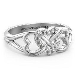 Triple Heart Infinity Ring