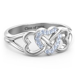 Triple Heart Infinity Ring