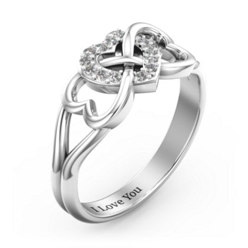 Triple Heart Infinity Ring – Sterling Silver with White Premium Zirconia