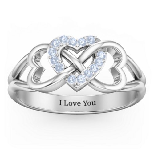 Triple Heart Infinity Ring