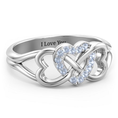 Triple Heart Infinity Ring