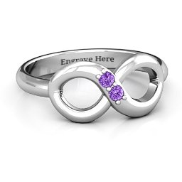 "Twosome" Infinity Ring in 925 Sterling Silver with Amethyst