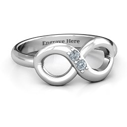 "Twosome" Infinity Ring in 925 Sterling Silver with Cubic Zirconia