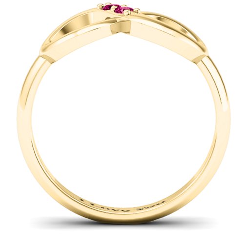 "Twosome" Infinity Ring – 10K Yellow Gold with Ruby