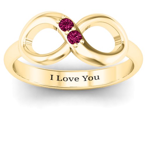 "Twosome" Infinity Ring – 10K Yellow Gold with Ruby
