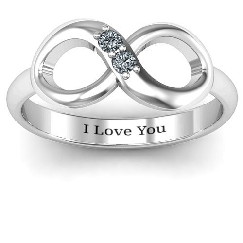 "Twosome" Infinity Ring – Sterling Silver with Cubic Zirconia