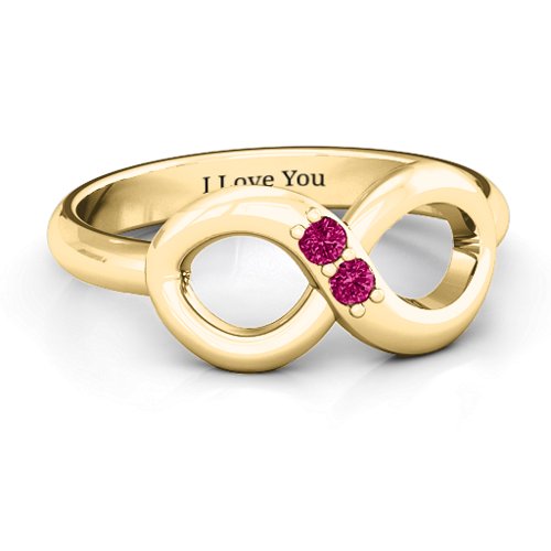 "Twosome" Infinity Ring – 14K Yellow Gold with Ruby