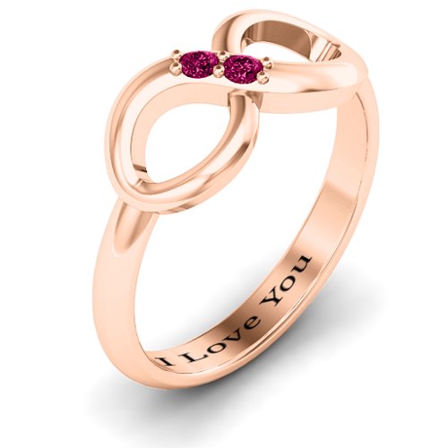 "Twosome" Infinity Ring – 10K Rose Gold with Ruby