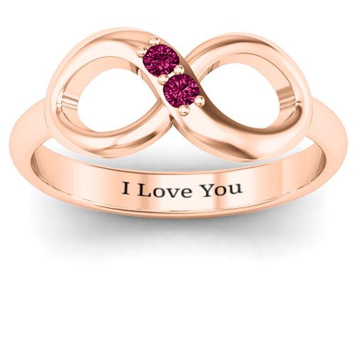 "Twosome" Infinity Ring – 10K Rose Gold with Ruby