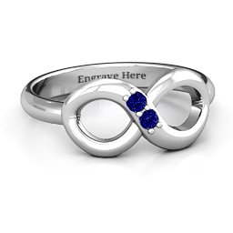 "Twosome" Infinity Ring in 925 Sterling Silver with Blue Sapphire