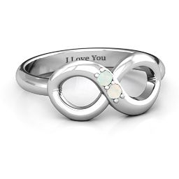 "Twosome" Infinity Ring in 925 Sterling Silver with Opal