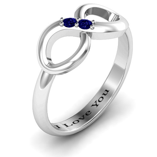 "Twosome" Infinity Ring – Sterling Silver with Blue Sapphire
