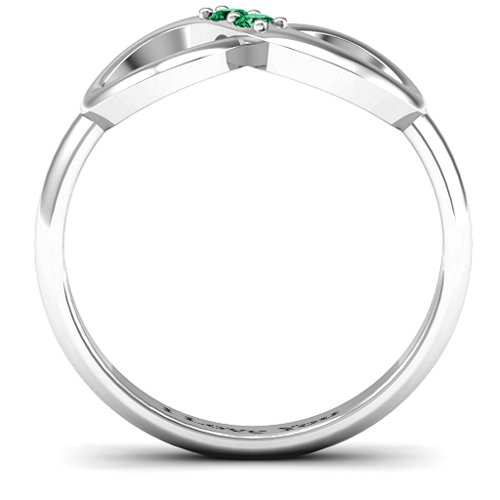 "Twosome" Infinity Ring – Sterling Silver with Emerald