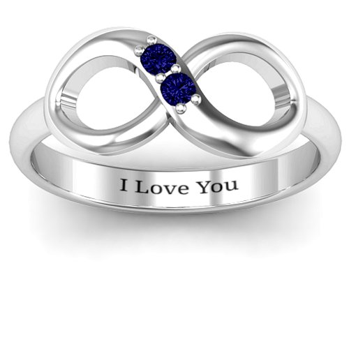 "Twosome" Infinity Ring – Sterling Silver with Blue Sapphire