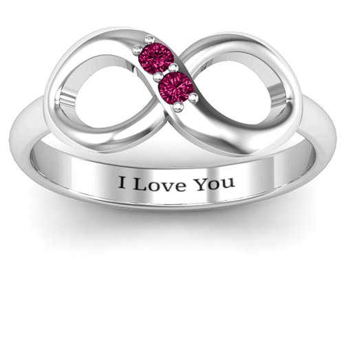 "Twosome" Infinity Ring – Sterling Silver with Ruby