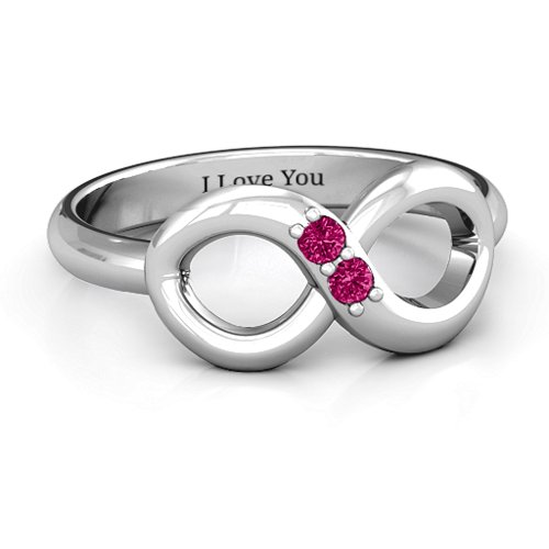 "Twosome" Infinity Ring – Sterling Silver with Ruby