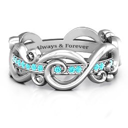 Imperative Love Infinity Ring in 925 Sterling Silver with Mint Premium Zirconia