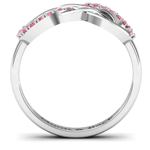 Everlasting Infinity Ring with Gemstones – Sterling Silver with Red Premium Zirconia