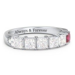 Classic 2-7 Princess Cut Ring with Accents in 925 Sterling Silver with Diamond