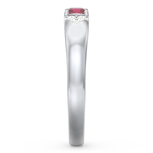 Classic 2-7 Princess Cut Ring with Accents – Sterling Silver with Pink Tourmaline, Ruby, and Cubic Zirconia