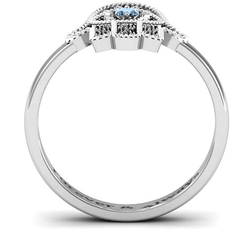 Protection Hamsa Ring – Sterling Silver with Aquamarine
