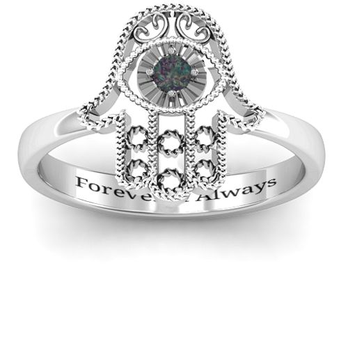 Protection Hamsa Ring – Sterling Silver with Alexandrite
