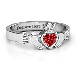 Heart Stone Claddagh Ring