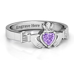 Heart Stone Claddagh Ring