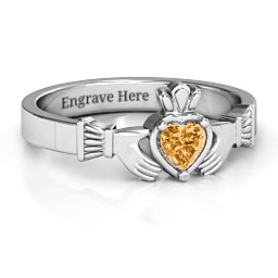 Heart Stone Claddagh Ring