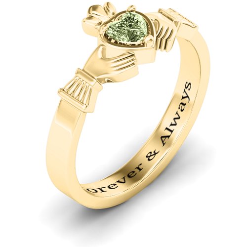 Heart Stone Claddagh Ring