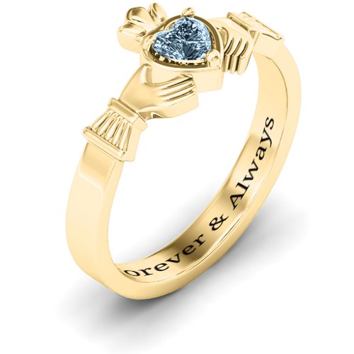 Heart Stone Claddagh Ring