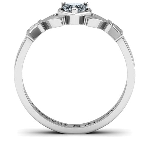 Heart Stone Claddagh Ring – Sterling Silver with Cubic Zirconia