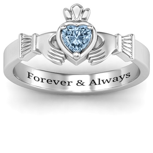 Heart Stone Claddagh Ring