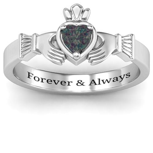 Heart Stone Claddagh Ring