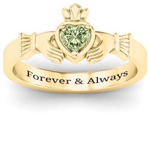 Heart Stone Claddagh Ring