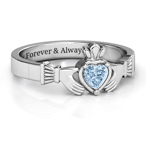 Heart Stone Claddagh Ring