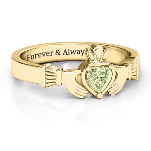 Heart Stone Claddagh Ring