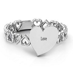 Engravable Cut Out Hearts Ring – Sterling Silver