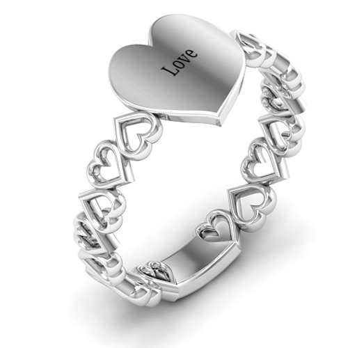 Engravable Cut Out Hearts Ring – Sterling Silver