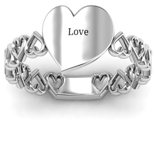 Engravable Cut Out Hearts Ring – Sterling Silver