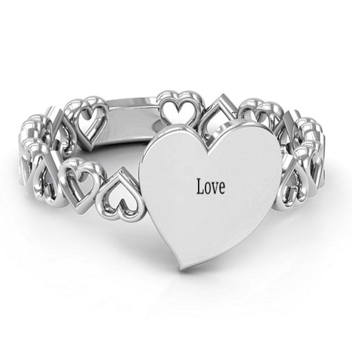 Engravable Cut Out Hearts Ring – Sterling Silver